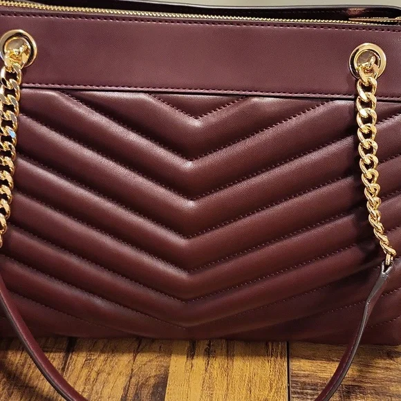 Michael Kors Whitney Tote in Oxblood with Gold Chain - Picture 5 of 11